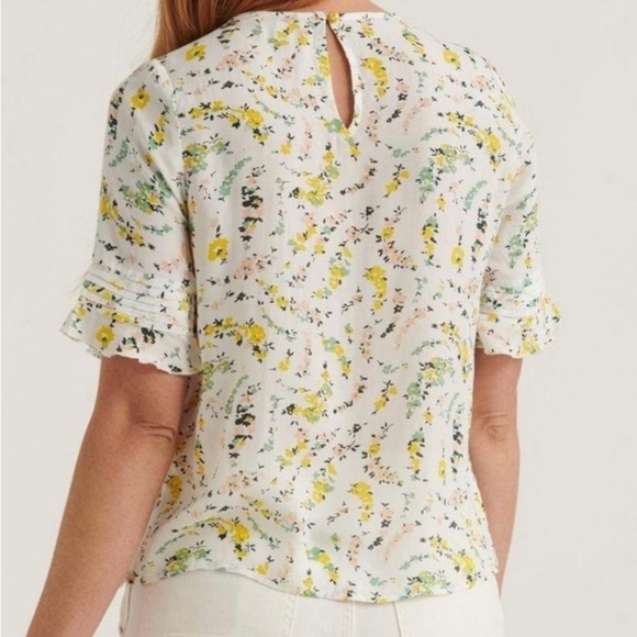 Lucky Brand Floral Ruffle Blouse - White and Yellow - Picture 2 of 11